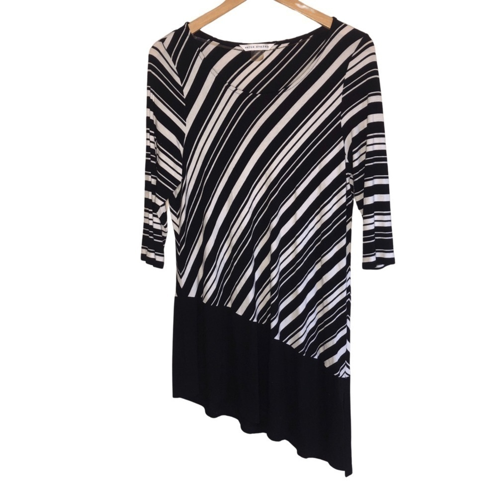 Peter Nygard Slanted Hem Striped Dress Size Large